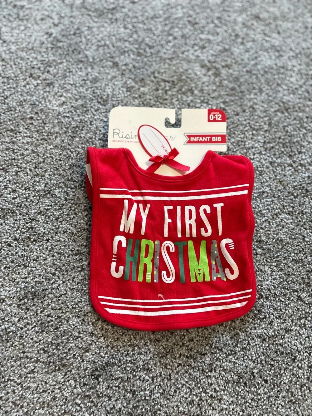 My First Christmas Baby Bib & Hat Set - Red